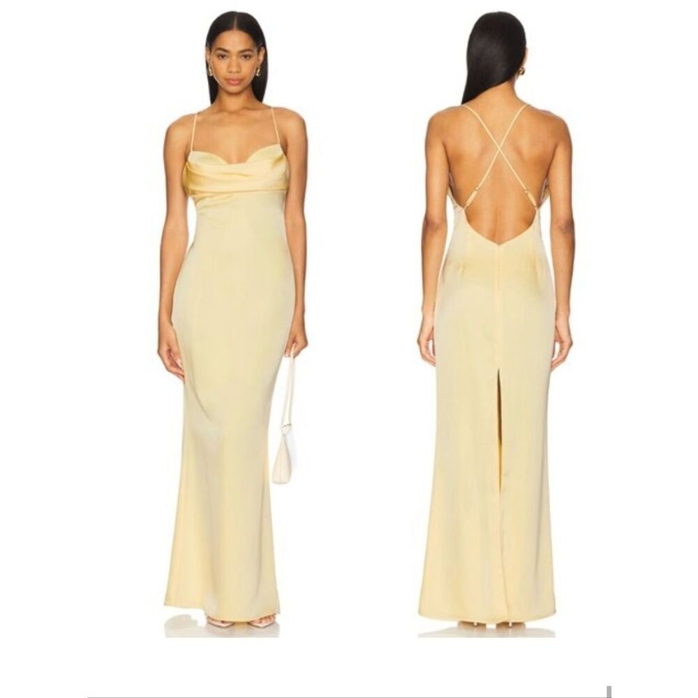 Katie May Tara Gown in Butter Light Yellow Formal Maxi Dress Size Medium